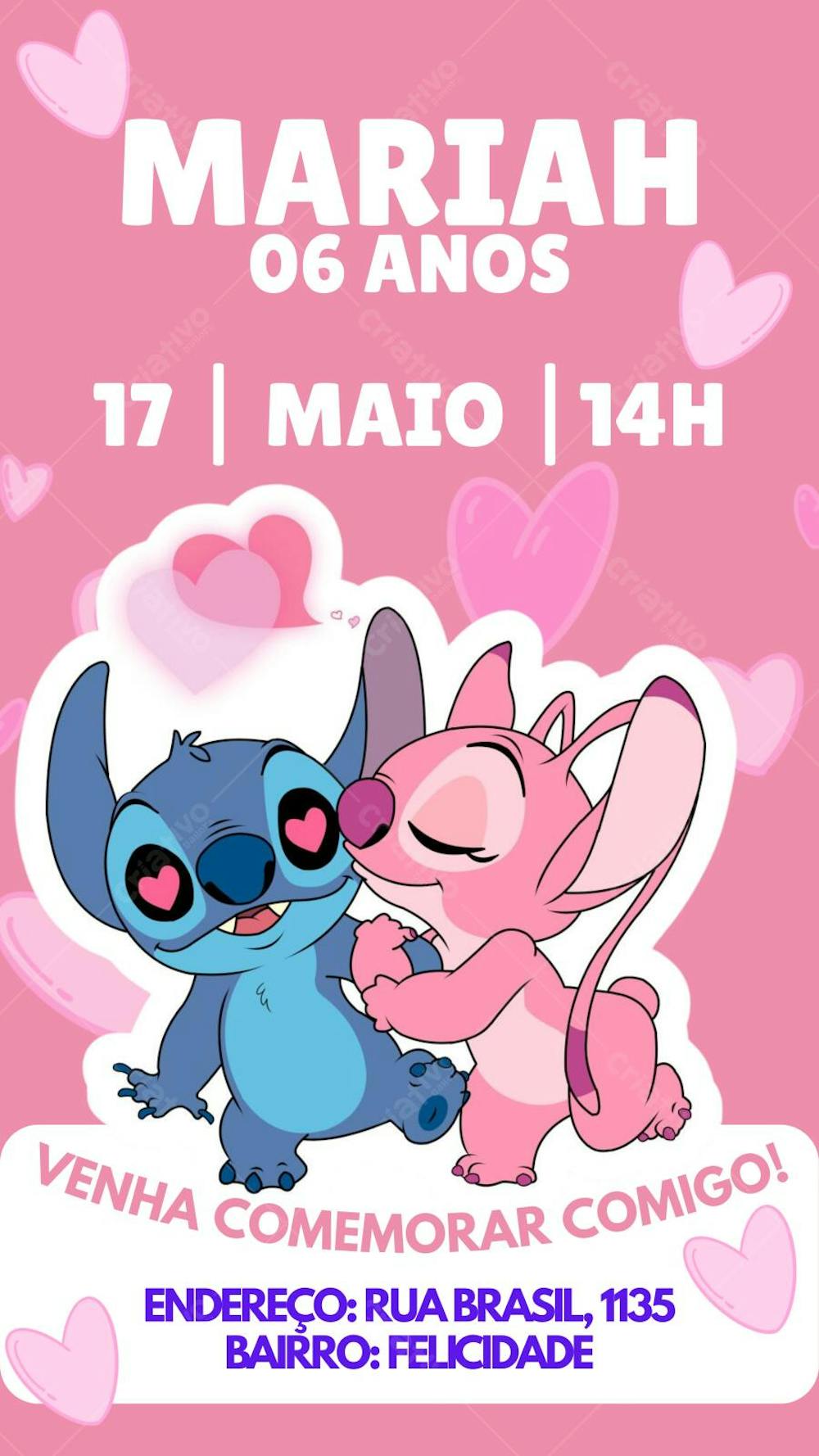 convite infantil de aniversário lilo e stitch