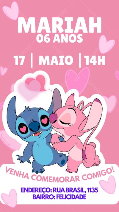 convite infantil de aniversário lilo e stitch
