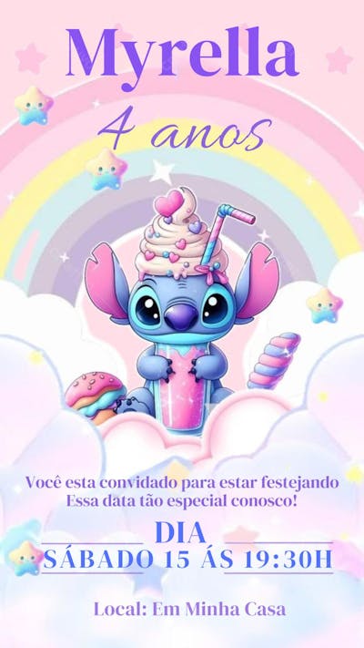 convite infantil de aniversário lilo e stitch