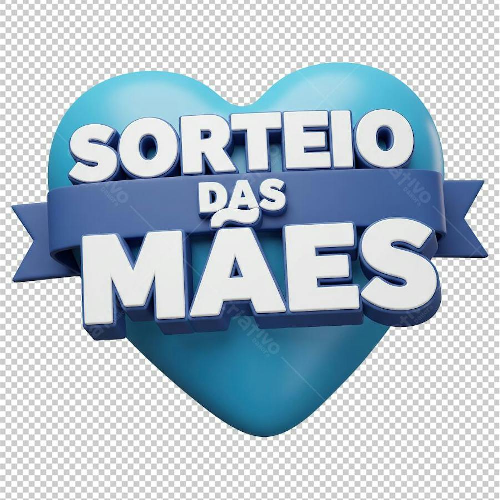 Selo para Sorteio de Dia das Mães em Coração Azul com Faixa