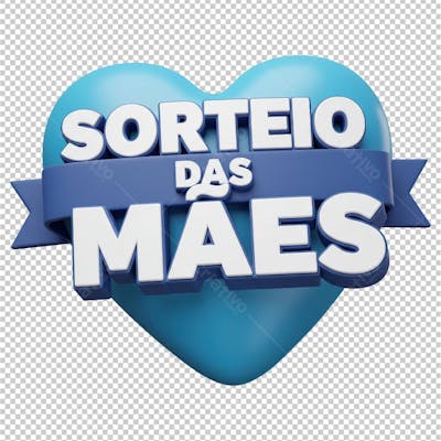 Selo para Sorteio de Dia das Mães em Coração Azul com Faixa