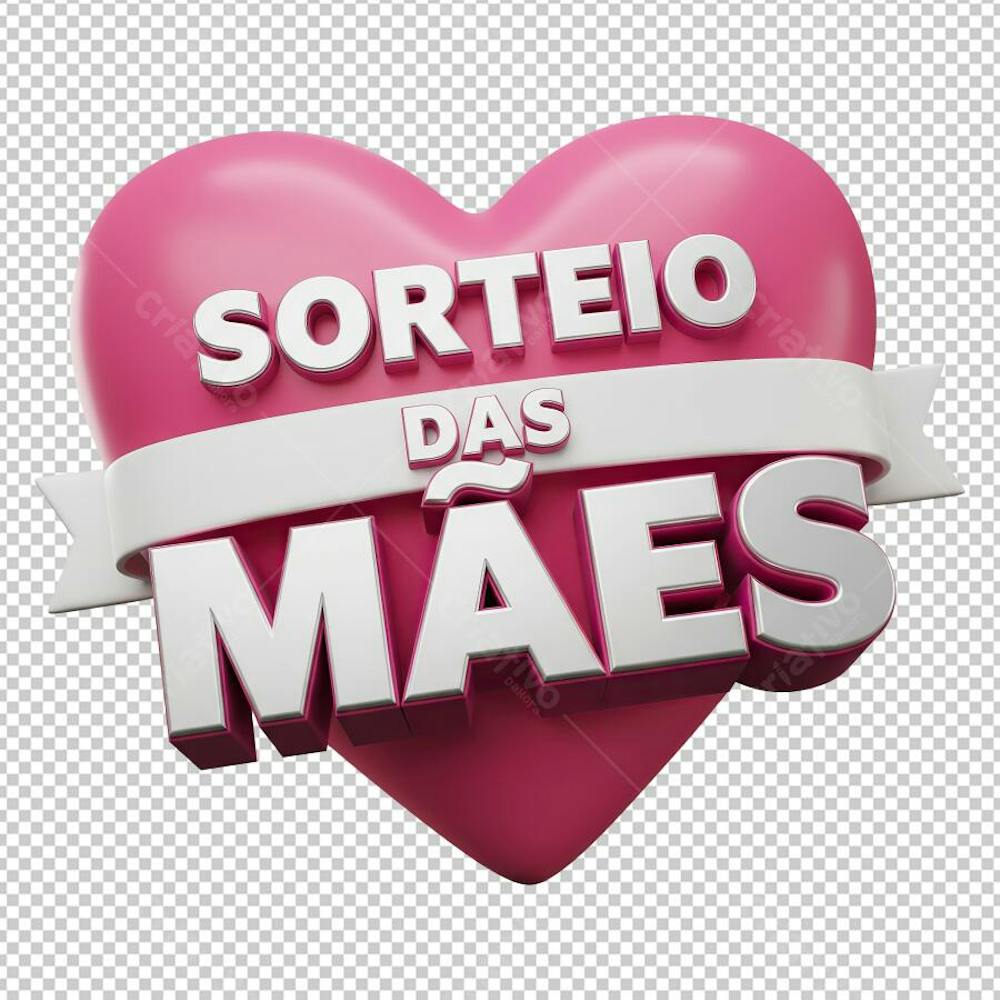 Selo Coração Rosa para Sorteio de Dia das Mães