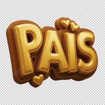 Dia dos Pais Dourado em 3D