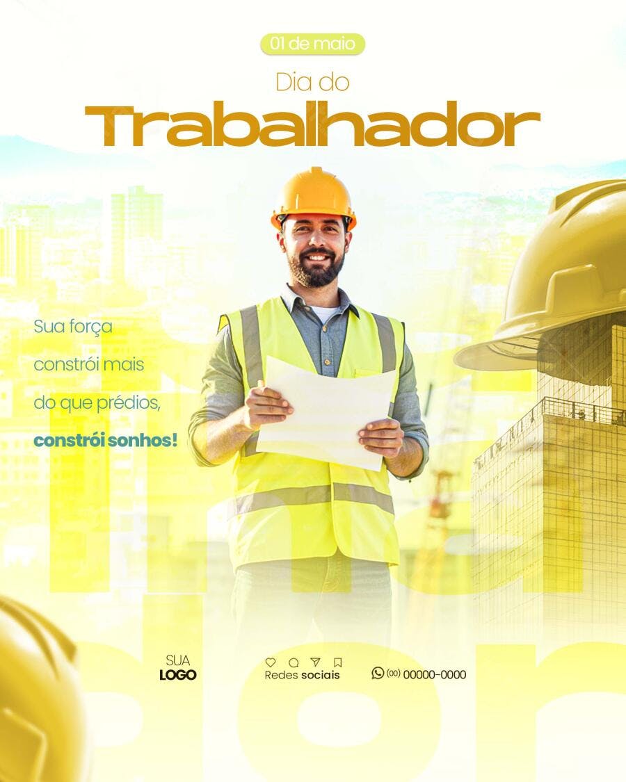 Flyer Dia do Trabalhador PSD Editável
