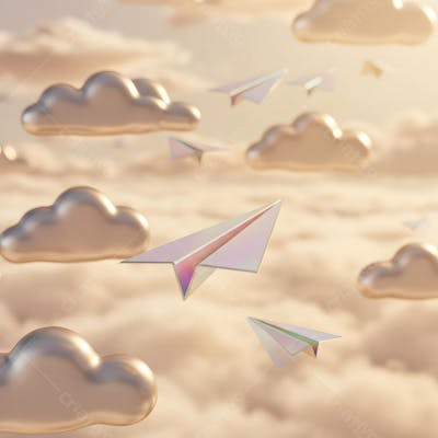Avião de papel Holográficos e Elementos Visuais – Abstratos, Minimais e Conceituais