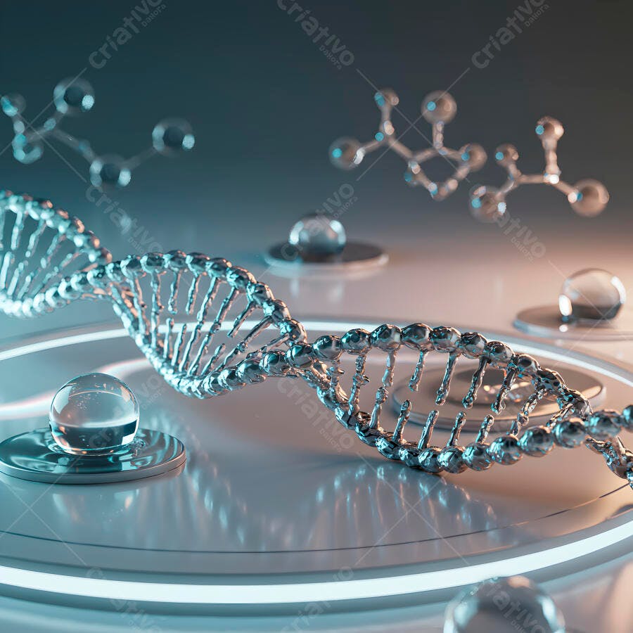 Molécula de DNA em plataforma futurista