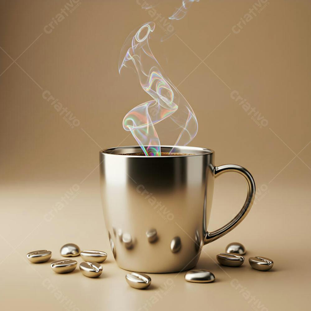 Copo de Café Holográficos e Elementos Visuais – Abstratos, Minimais e Conceituais
