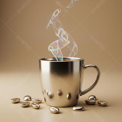 Copo de Café Holográficos e Elementos Visuais – Abstratos, Minimais e Conceituais
