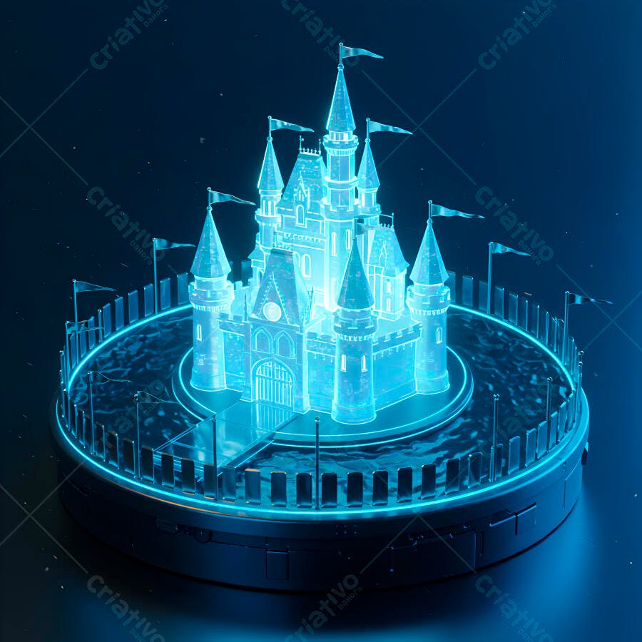 Castelo de Cristal em plataforma futurista