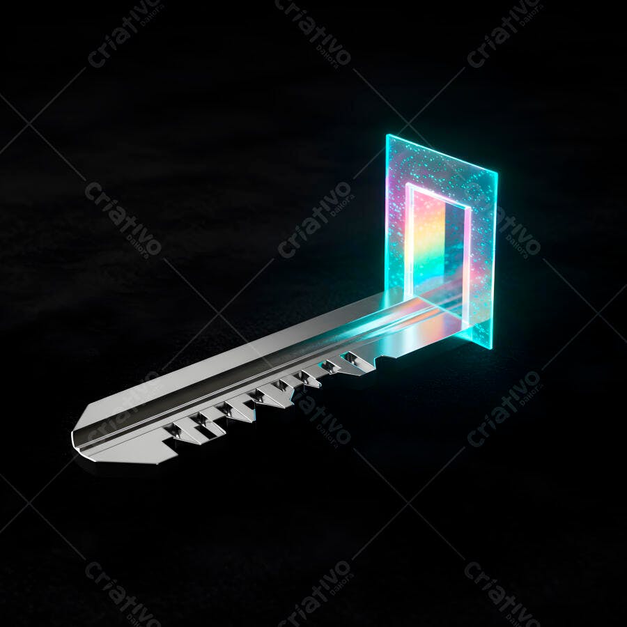 Chave metálica com portal luminoso