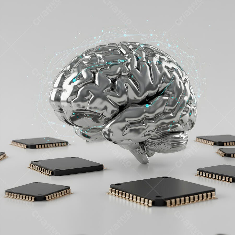 Cérebro metálico com microchips