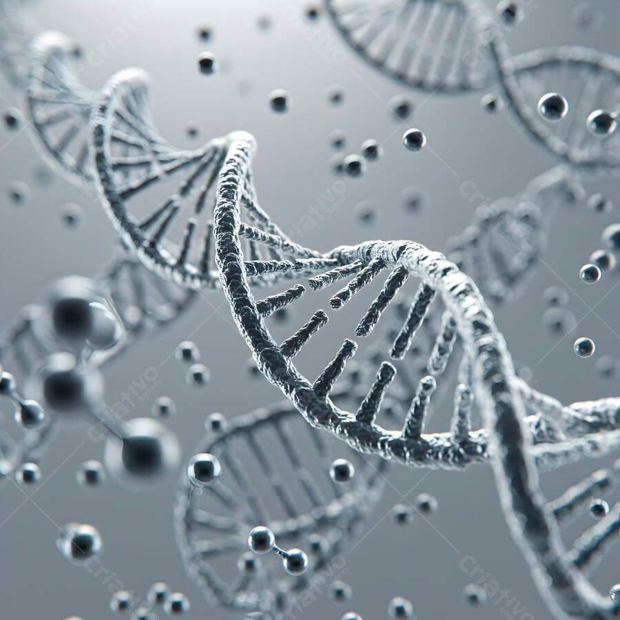 Molécula de DNA em fundo cinza