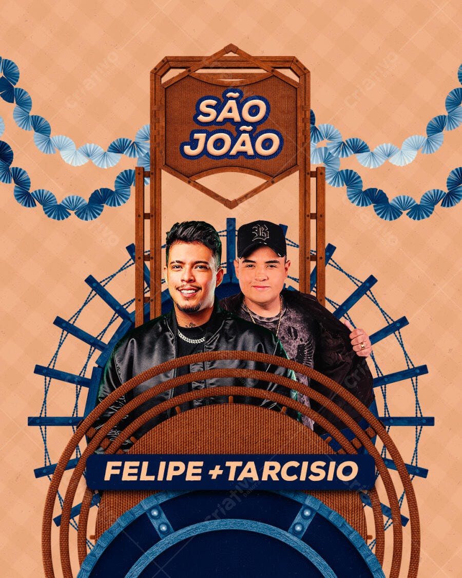 Flyer Festa Junina Felipe e Tarcísio PSD Editável