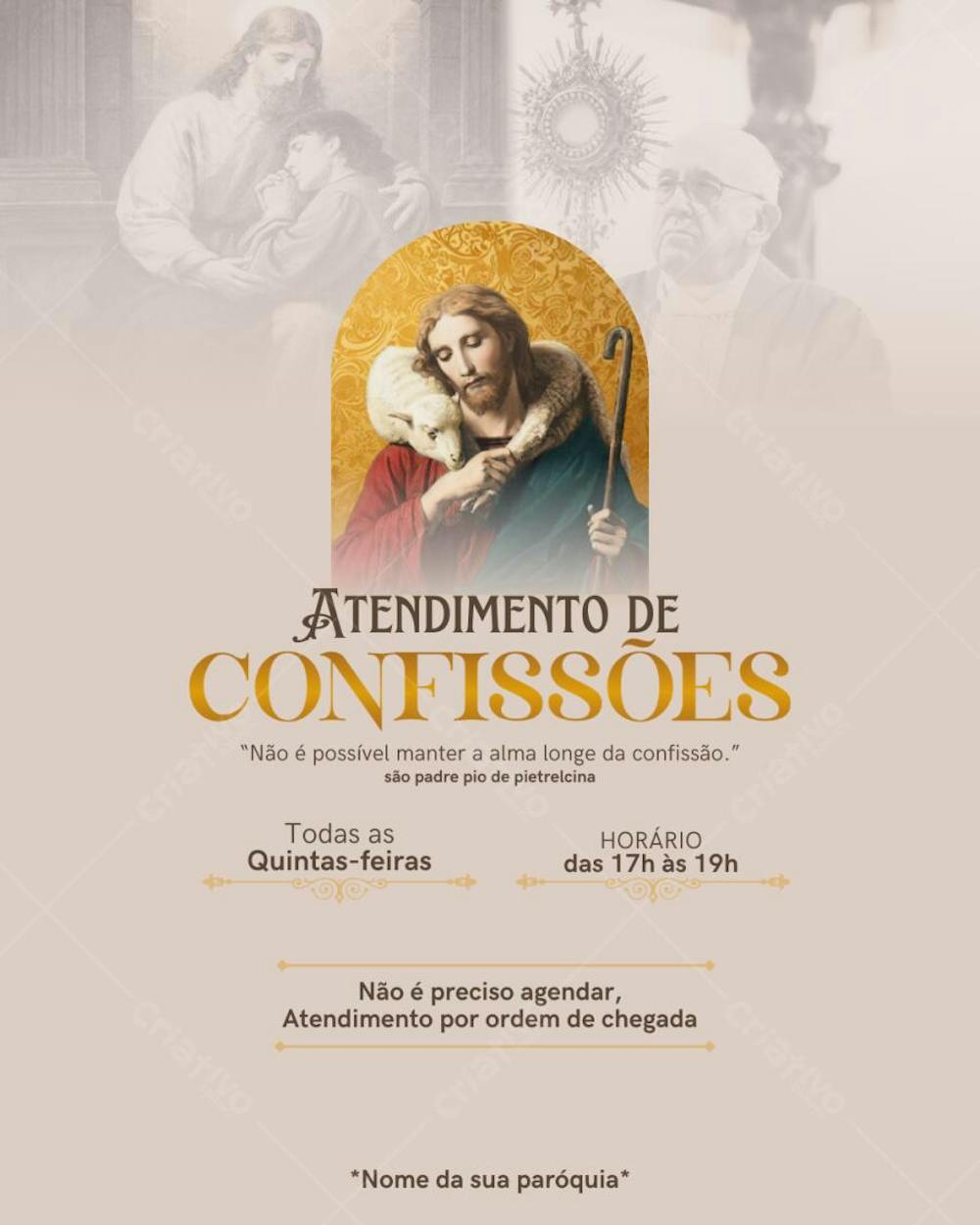 Atendimento de Confissões Editável no Canva