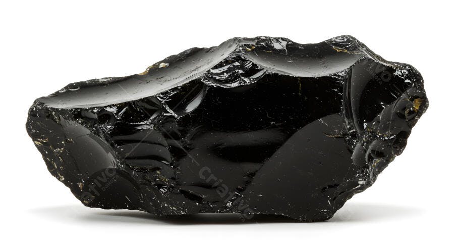 Obsidiana Negra Bruta Textura Rugosa