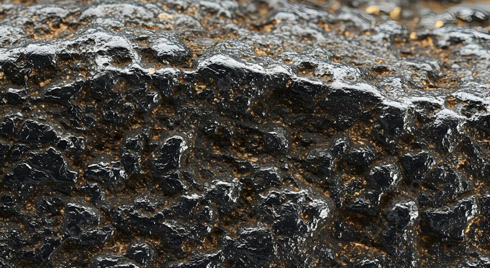 Rocha vulcânica com superfície porosa e textura escura