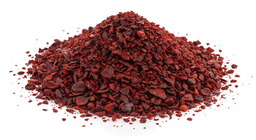 Sumac em pó vermelho intenso