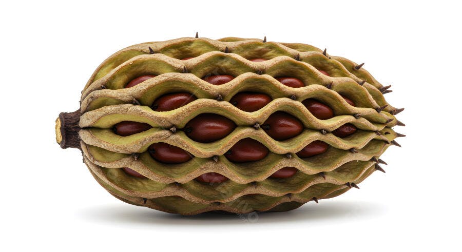 Fruto Magnolia com sementes marrons e verdes
