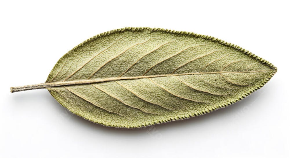Folha verde única com padrão de nervuras detalhado