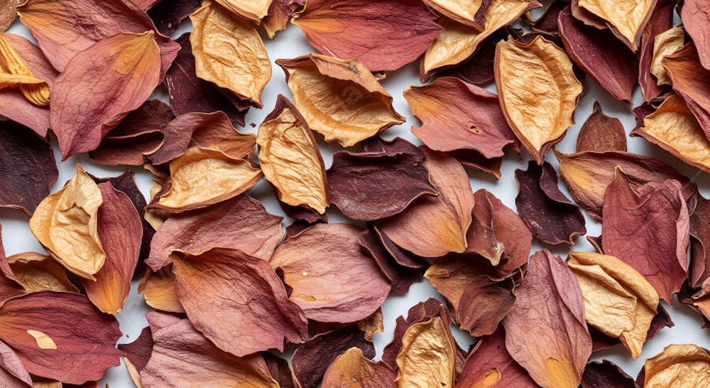 Folhas secas de outono com textura natural vermelha e dourada