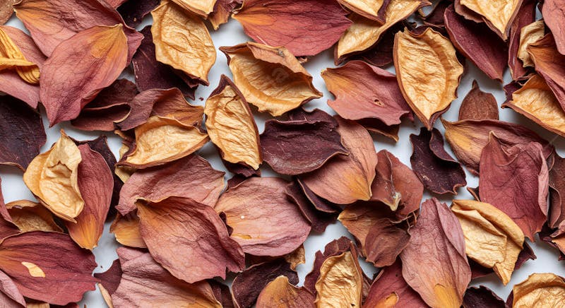 Folhas secas de outono com textura natural vermelha e dourada