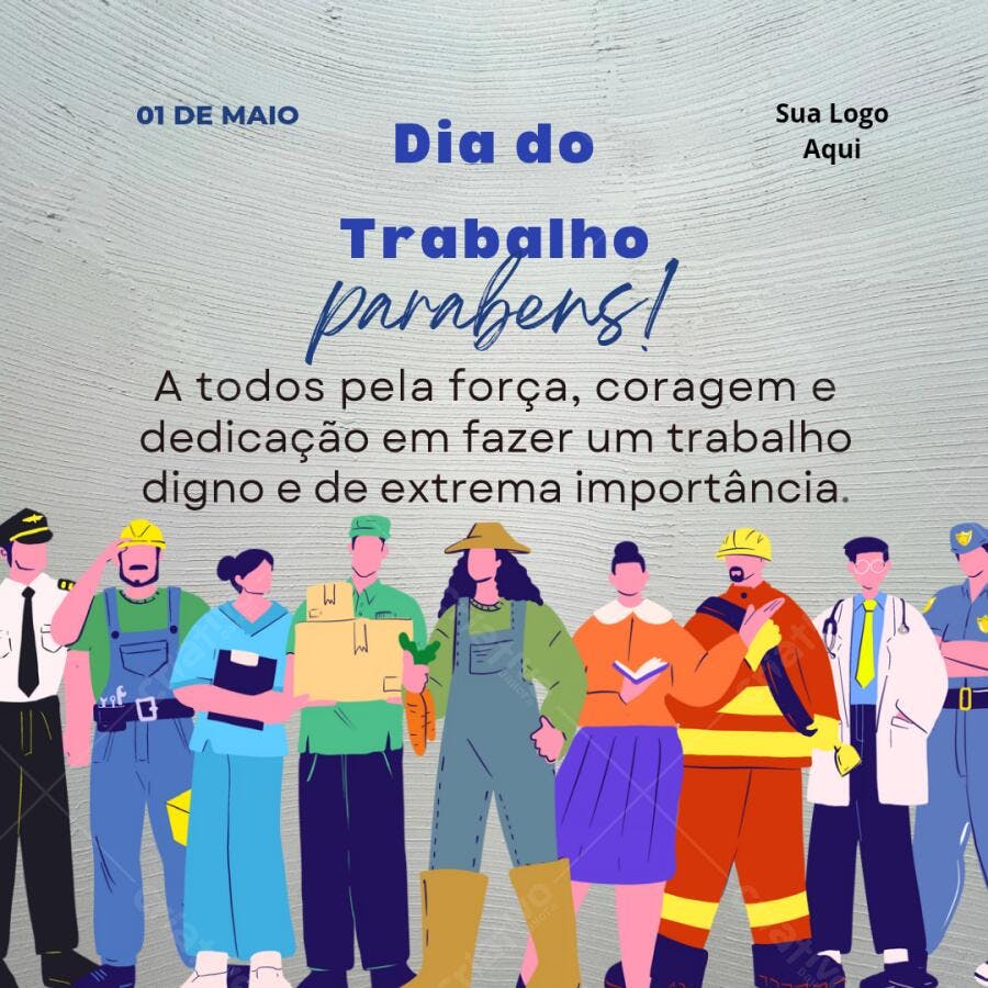 Post Instagram Dia do Trabalho colorido Editável no Canva