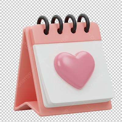 Calendário Coração Rosa Bebê Renderizado em 3D