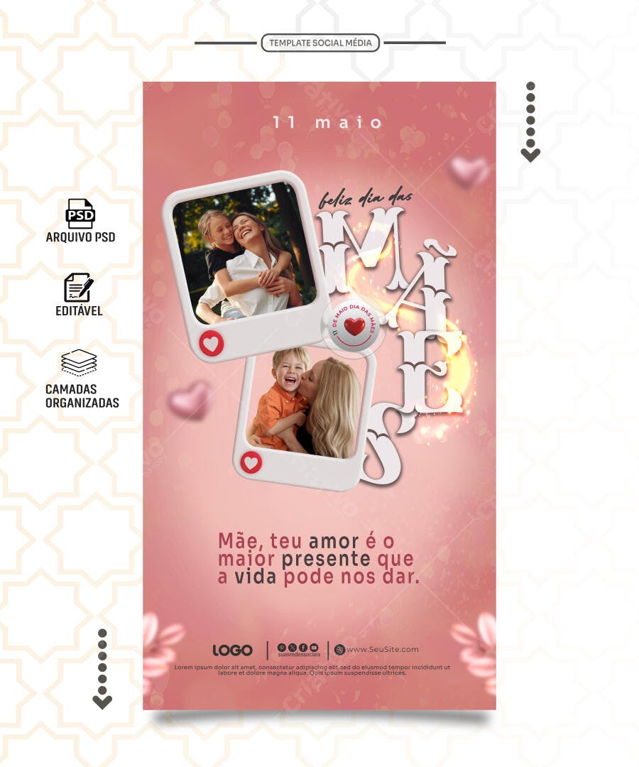 Postagem Dia das Mães PSD Editável