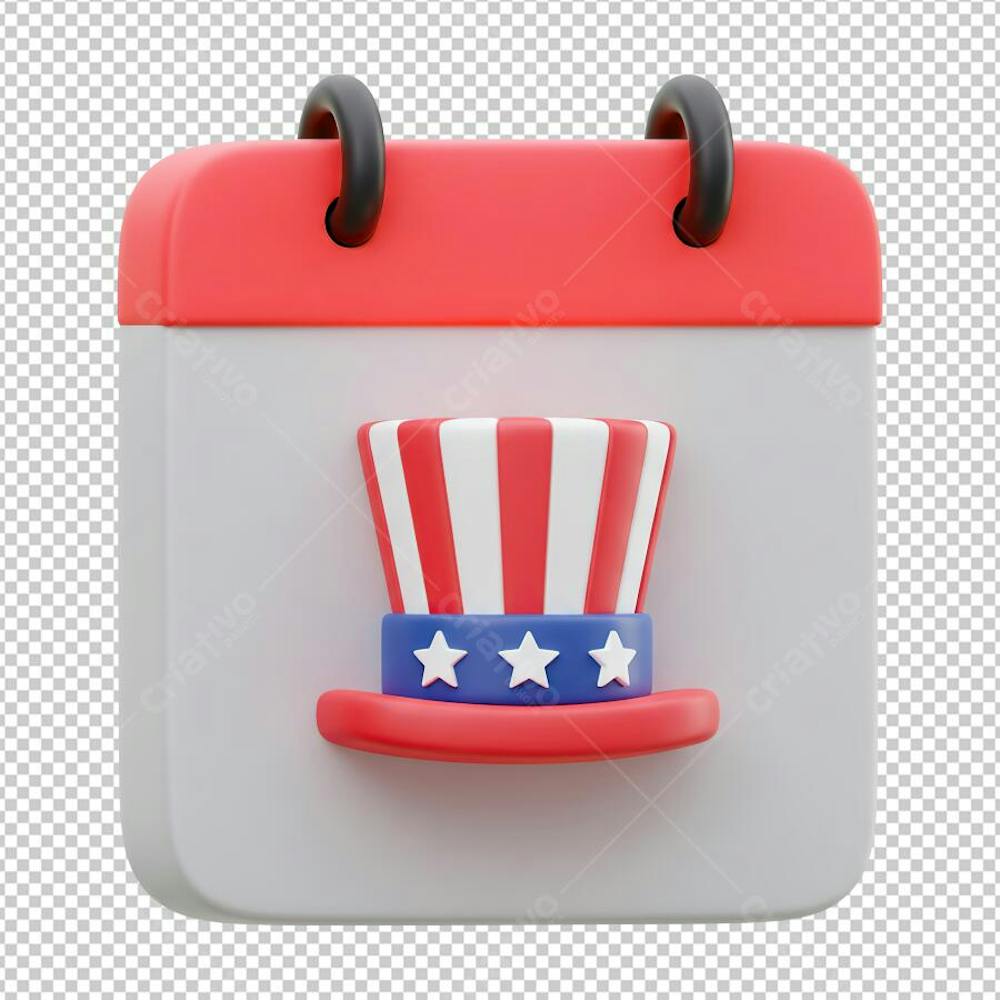 Calendário Independência Americana Renderizado em 3D