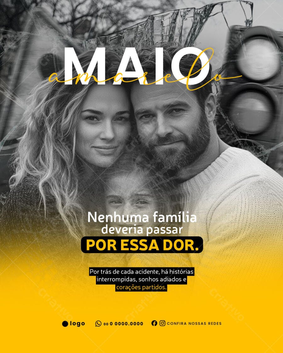 Flyer Maio Amarelo PSD Editável