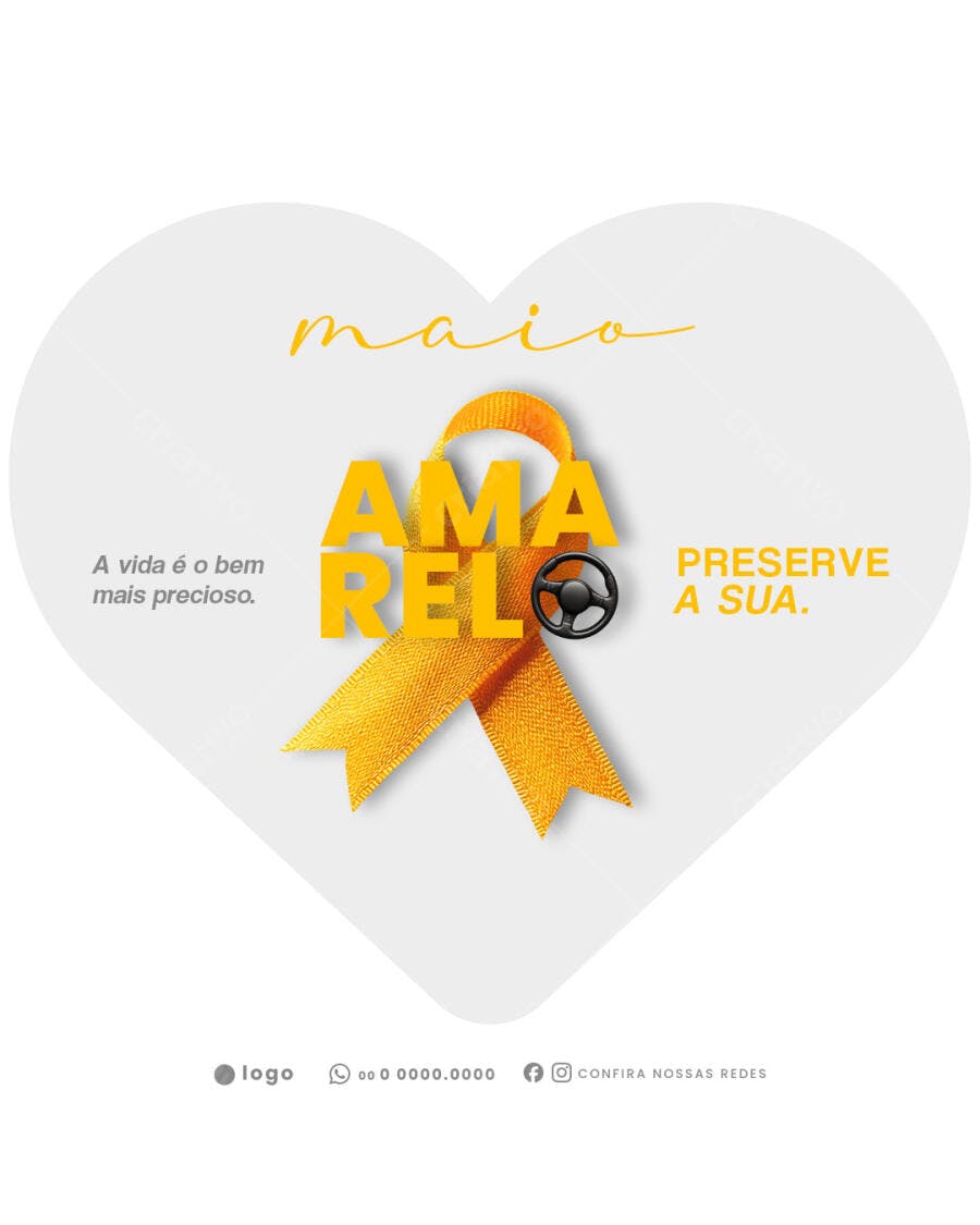 Flyer Maio Amarelo PSD Editável
