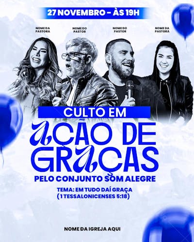 FLYER GOSPEL CULTO DE AÇÕES DE GRAÇAS