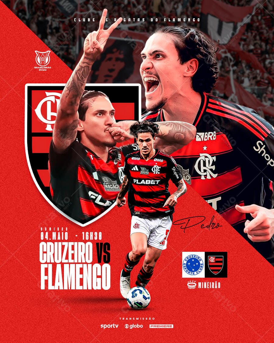 Flyer Flamengo x Cruzeiro 04/Maio PSD Editável