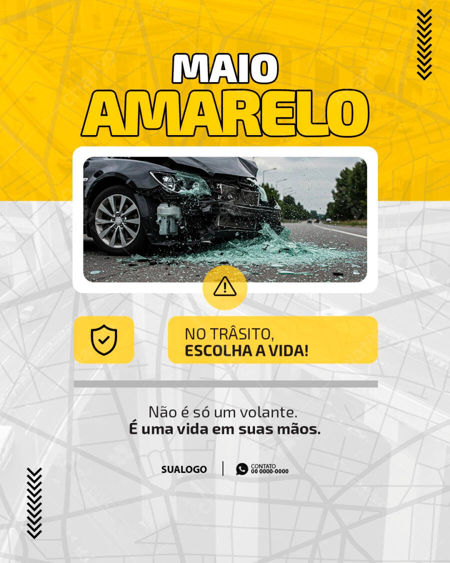 Post Maio Amarelo PSD Editável