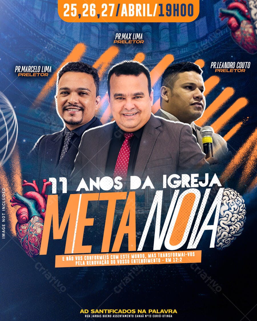 Flyer Igreja Aniversário 11 Anos PSD Editável