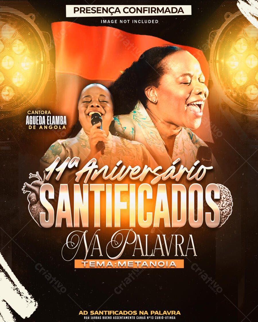 Flyer 11º Aniversário Santificados na Palavra PSD Editável