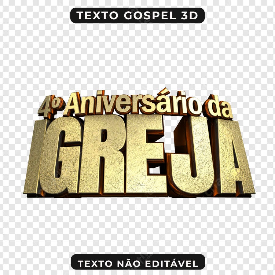 Texto 3D para Aniversário de Igreja PSD Editável