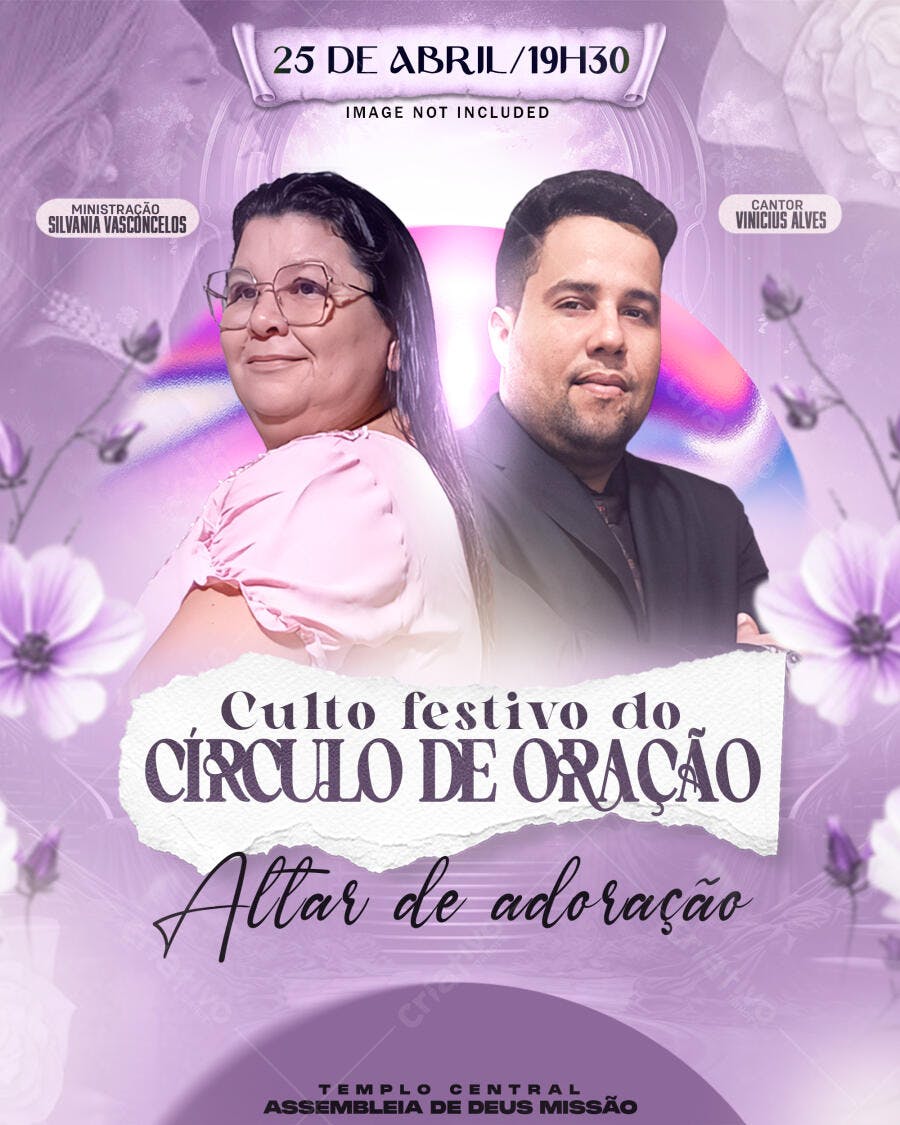Flyer para Culto Festivo 25 de Abril PSD Editável