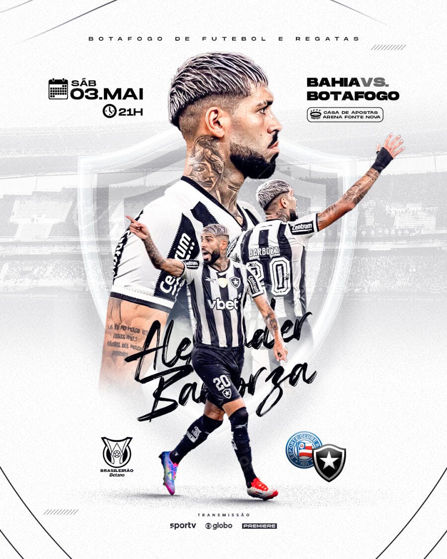Flyer Botafogo x Bahia 03 Mai PSD Editável