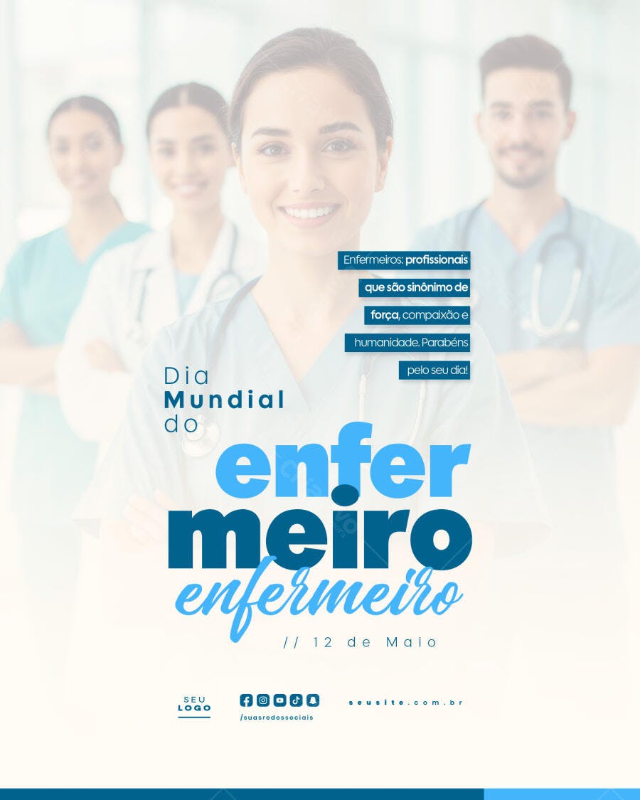 Flyer Dia Mundial do Enfermeiro PSD Editável