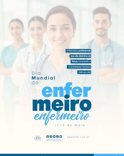 Dia Mundial do Enfermeiro 12 de Maio social media editavel data comemorativa Feed (1)