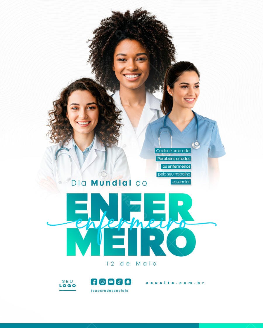 Flyer Dia Mundial do Enfermeiro PSD Editável