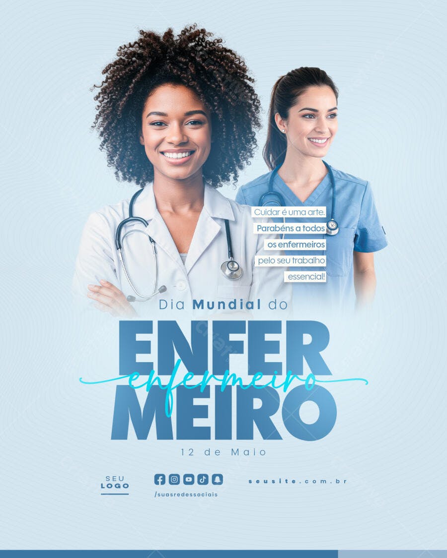 Flyer Dia Mundial do Enfermeiro 12 de Maio PSD Editável