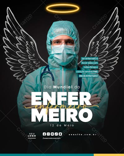 Dia Mundial do Enfermeiro 12 de Maio social media editavel data comemorativa Feed (4)