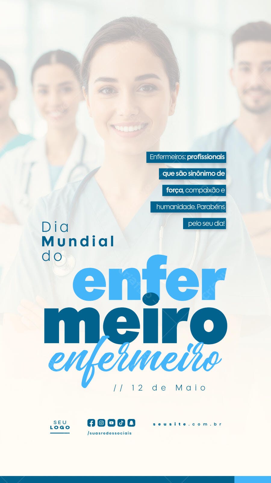 Flyer Dia Mundial do Enfermeiro 12 de Maio PSD Editável