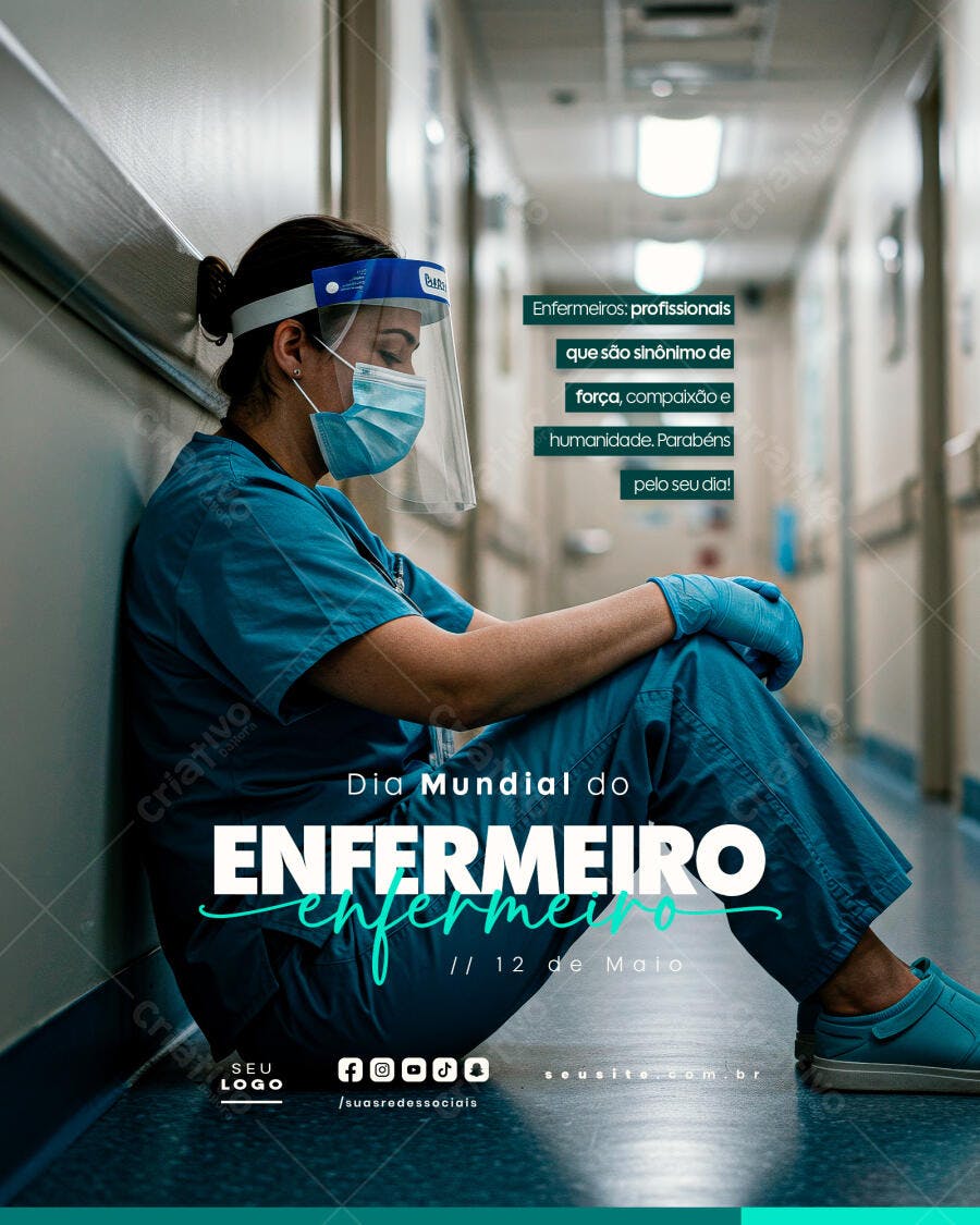 Flyer Dia do Enfermeiro 12 de Maio PSD Editável