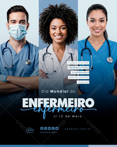 Dia Mundial do Enfermeiro 12 de Maio social media editavel data comemorativa Feed (5)