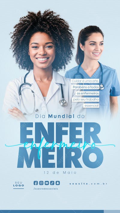 Dia Mundial do Enfermeiro 12 de Maio social media editavel data comemorativa Story (2)