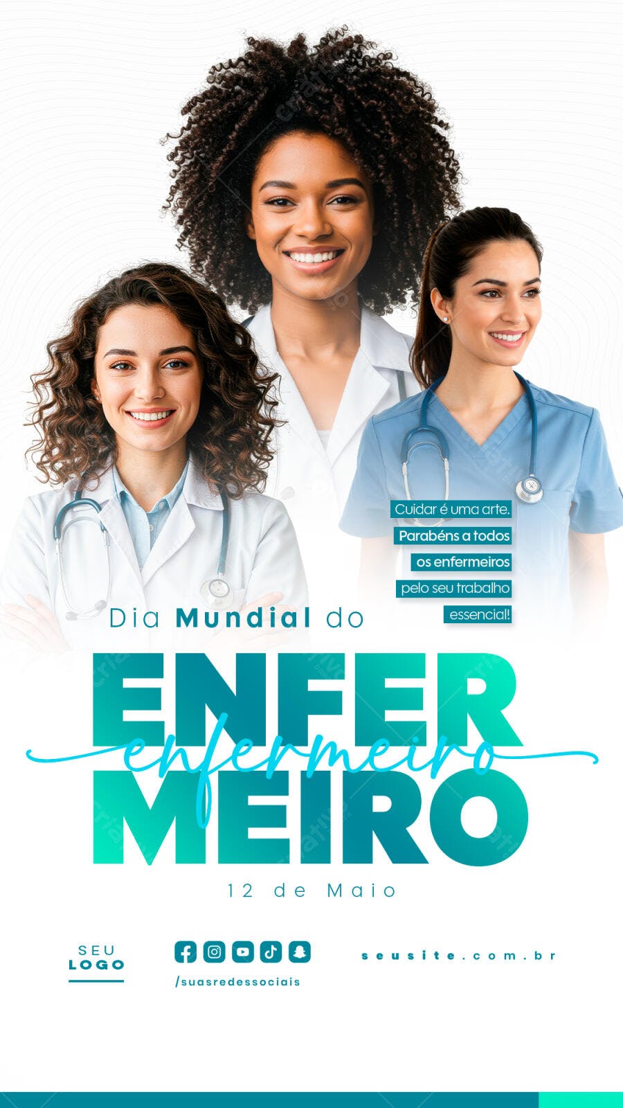 Flyer Dia Mundial do Enfermeiro 12 de Maio PSD Editável