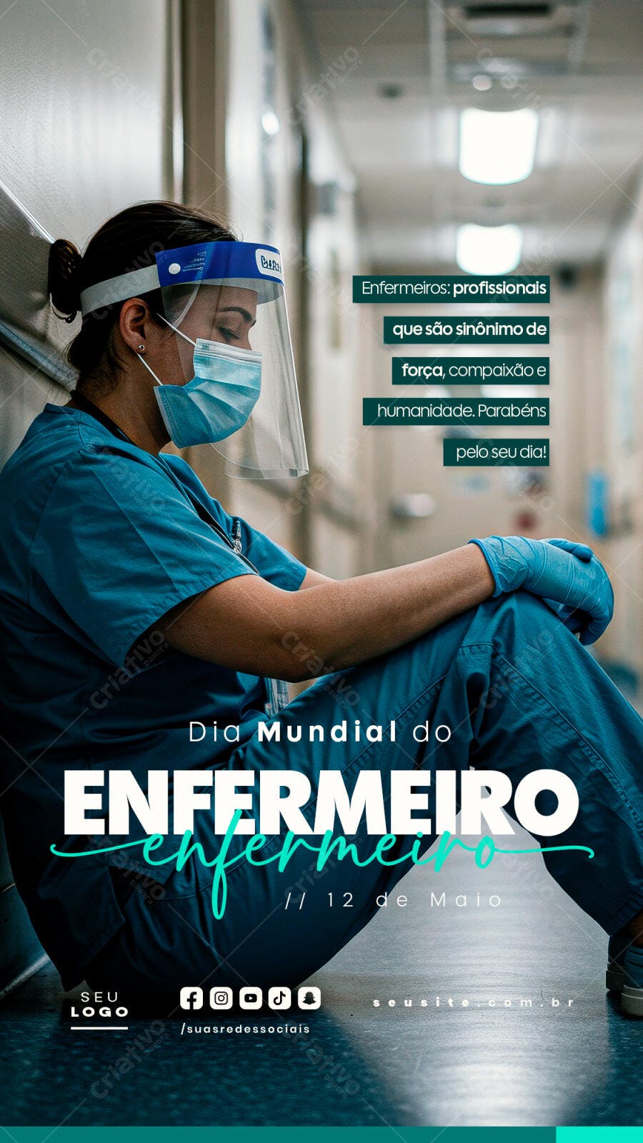 Flyer Dia Mundial do Enfermeiro 12 de Maio PSD Editável